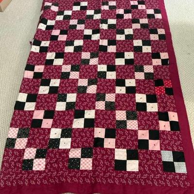 Hand Made Quilt In Red And Black