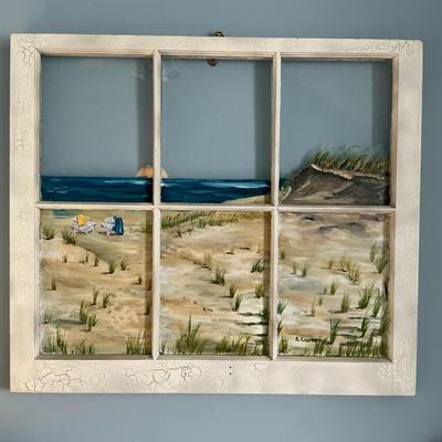 Painting Of Seascape On A Window