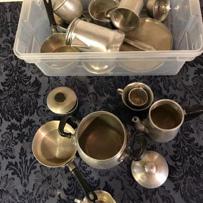 Bin Of Vintage Aluminum Cookware By Creative Playthings