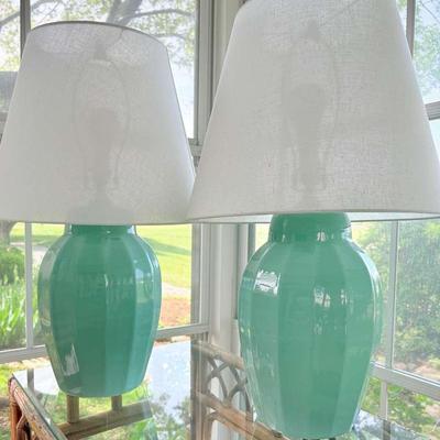 Pair Of Light Green Lamps