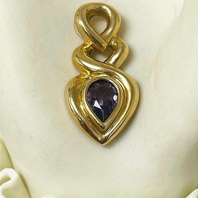 14K Gold Amethyst Pendant 