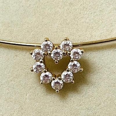 14K Gold Cubic Zirconia Heart Pendant