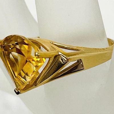 14K Gold Yellow Citrine Ring