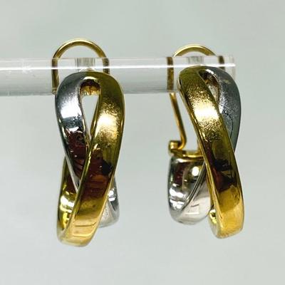 14K Gold Two-Tone Earrings