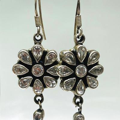 Sterling Silver Floral Gemstone Earrings