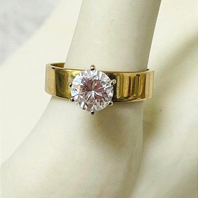 14K Gold CZ Solitaire Ring