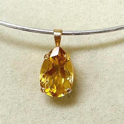 14K Gold Citrine Pendant