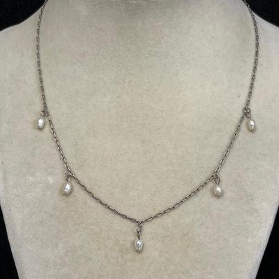 Sterling Silver Petite Pearl Necklace