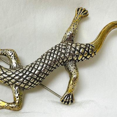Sterling Silver Lizard Brooch