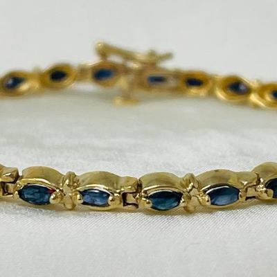 14K "GJI" Gold Sapphire Bracelet