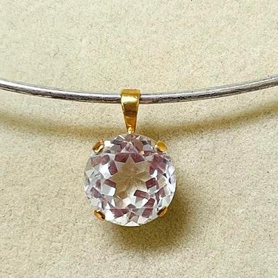 14K Gold White Sapphire Pendant
