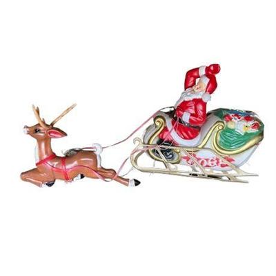 Lot 590-569   
General Plastics Santa and Reindeer Blowmold