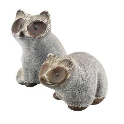 Lot 426  
D. Fergus Signed Pigeon Forge Ceramic Raccoons, Two (2)
