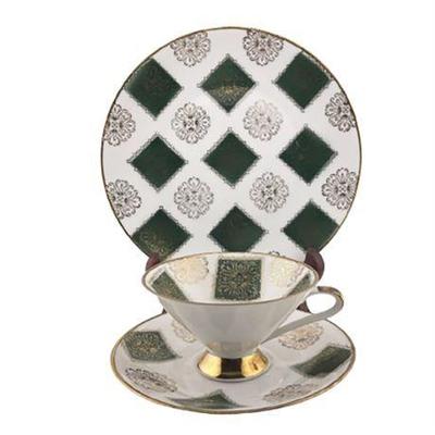Lot 415 
MCM Winterling Marktleuthen Bavaria Luncheon Set Green Diamond and Rosette