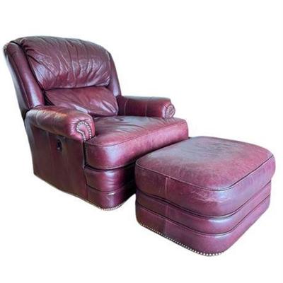 Lot 010   
Smith Brothers Leather Recliner And Ottoman