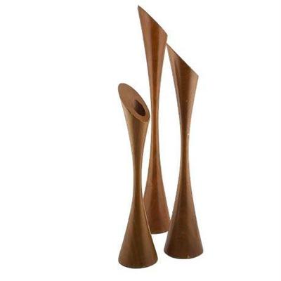 Lot 013-
Mid-Century Dansk Teak Candlesticks, Set of Three (3)