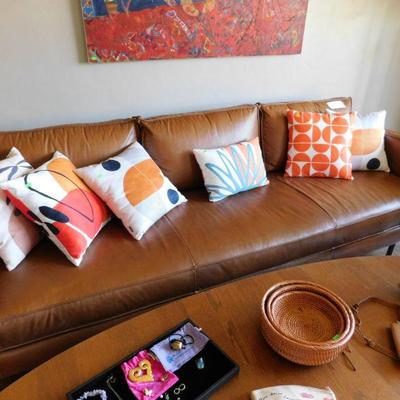 Full Leather West Elm  sofa