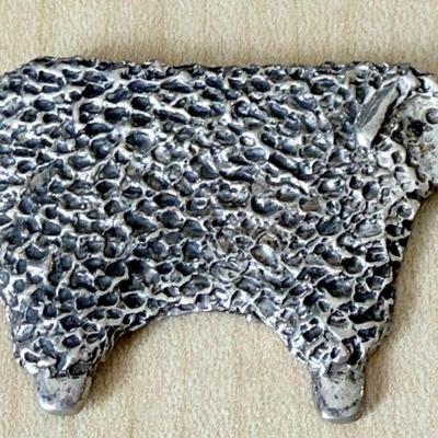 Vintage Breakele Sterling Silver Sheep Pin - Total Weight 23.11 Grams 