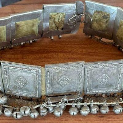 Vintage Bedouin Tribal Panel Bell Head Dress Yemen Early 20th Century 30 Inch
