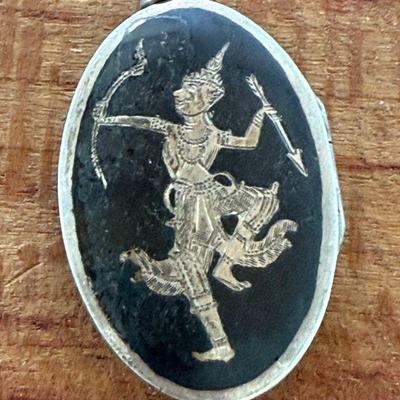 Vintage Thai Nakon Siam Sterling Silver Nielloware Locket - Total Weight 11.91 Grams 