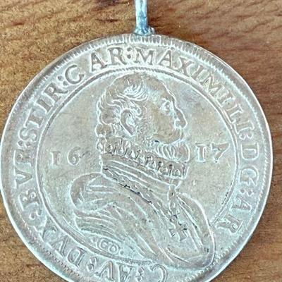 Silver Thaler 1618 Coin Archduke Maximilian III Austria Pendant 