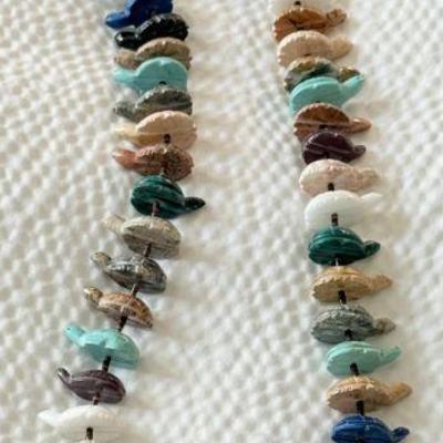 Rare Massive Zuni Hand Carved Turtle Zuni Fetish 40 Inch Necklace - Turquoise, Malachite, Lapis Quartz 