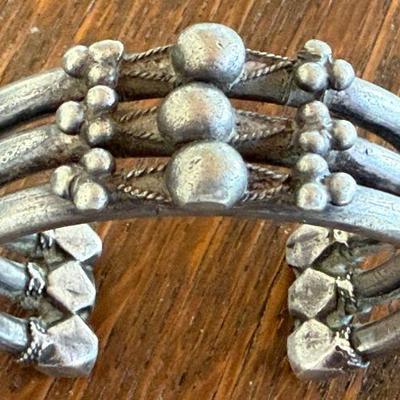 Vintage Three Tier Nubian Silver Currency Bracelet Made In Egypt
