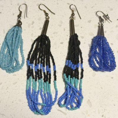 (3) Pairs Of Native American Seed Bead Earrings