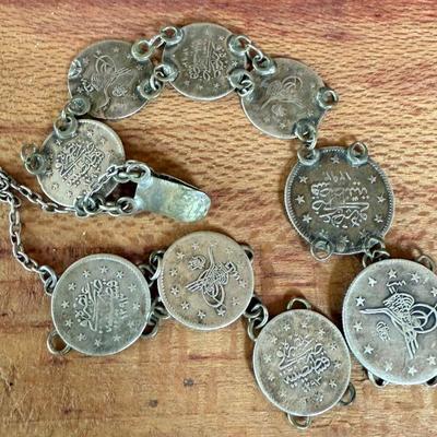 Antique Islamic Ottoman Empire Coin Bracelet Half Inch Mark (as Is) 15.43 Grams 