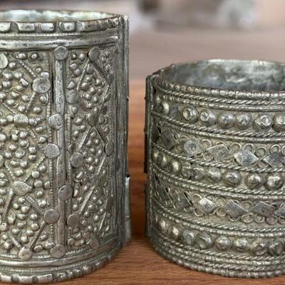 Pair Of Vintage Afghanistan 1940's Cuff Bracelets (as 9s) 