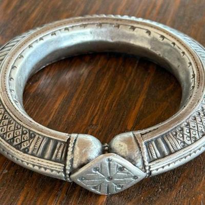 Vintage Bedouin Yemen Silver Repousse Cuff Bracelet Anklet 