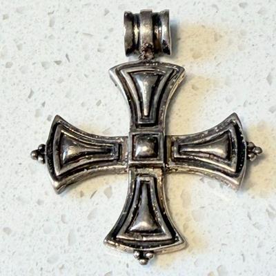 Vintage Barse Sterling Silver Iron Cross Necklace - Total Weight 17.94 Grams 
