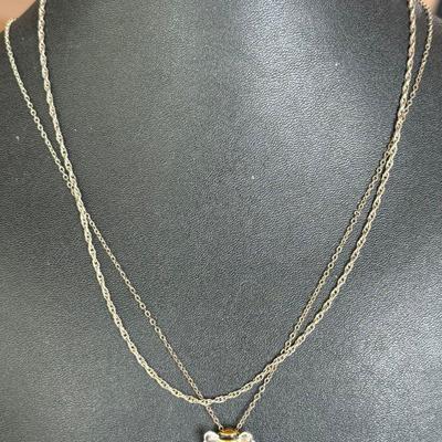 (2) Sterling Silver Necklaces One With 925 Bee Pendant - 7.89 Grams