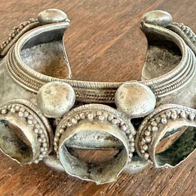 Vintage Tribal Yemen Silver Cuff Bracelet (as Is) No Stones