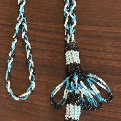 Vintage Seed Bead Tassel 24 Inch Necklace 