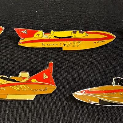 Vintage Hydroplane Pins With Errors, Slo-Mo-Shun V & Mo-Shun IV & Hawaii Kai