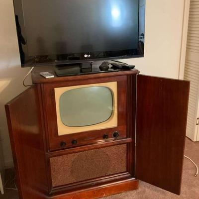Vintage Television Console with LG TV
