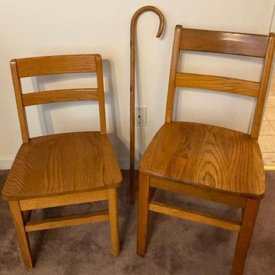 2 Wooden Chairs & Cane