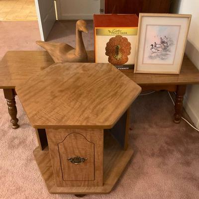 Wooden Table, Hexagon Side Table, Décor, and Framed Print