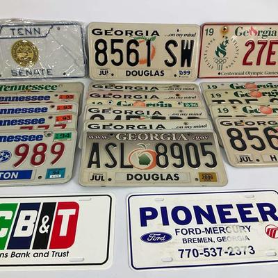Vintage Georgia & Tennessee License Plates Collection