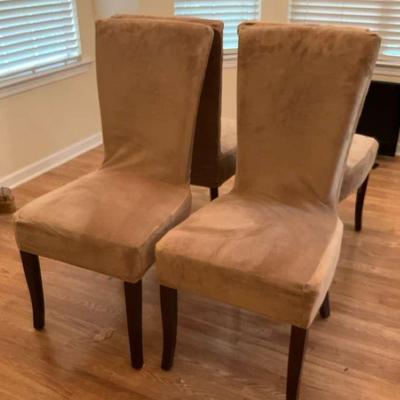 Set of Pier One Imports Dining Chairs with Covers