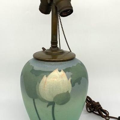 1908 Rookwood floral vellum vase lamp artist mark Carrie Steinle