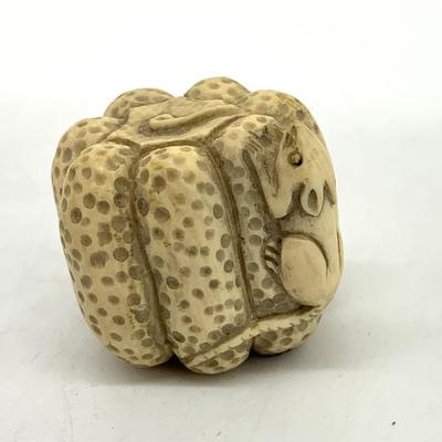 Antique “ Cheese Wheel “ Japanese Netsuke w/ rat