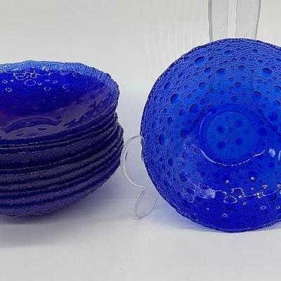 Cobalt raised bubble bowls