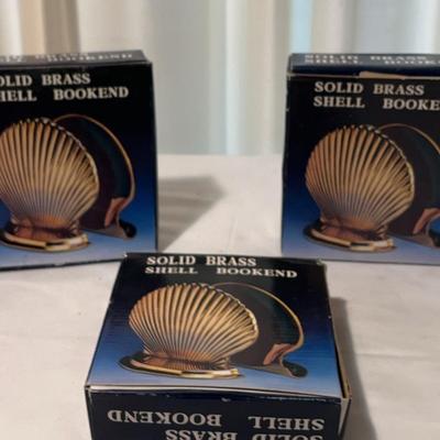 Solid Brass Shell Bookends 