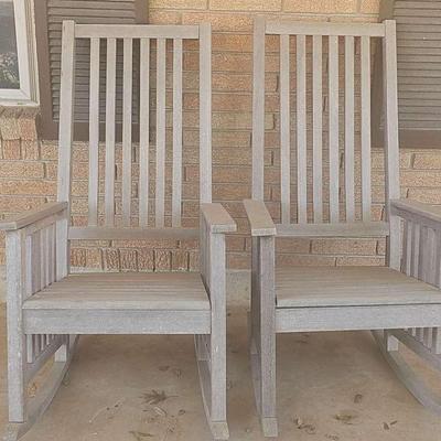 Pair Od Wooden Highback Rocking Chairs
