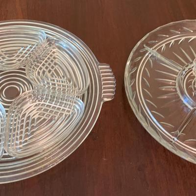 Anchor Hocking Glass Platter With Sections, Laurel 4-part Divided Platter