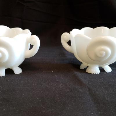 Milk Glass Sugar and Cream Set
