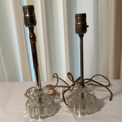 Vintage Clear Glass Candlestick Lamp - Etched Flower 