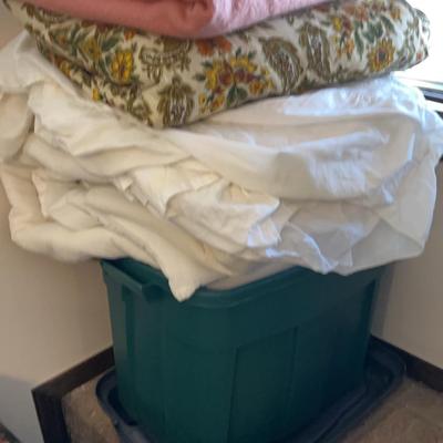Linens, Blanket, Mystery Bedding Lot With Tote